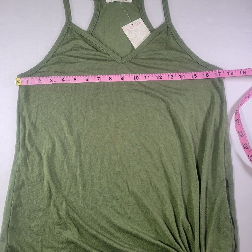 Miken Women Green Sleeveless V-Neck Knotted Hem Coverup Dress Size S - Picture 7 of 7